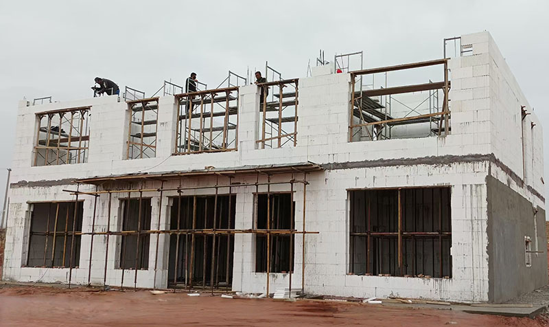 Standard ICFs Blocks at a Construction Site in Northern China