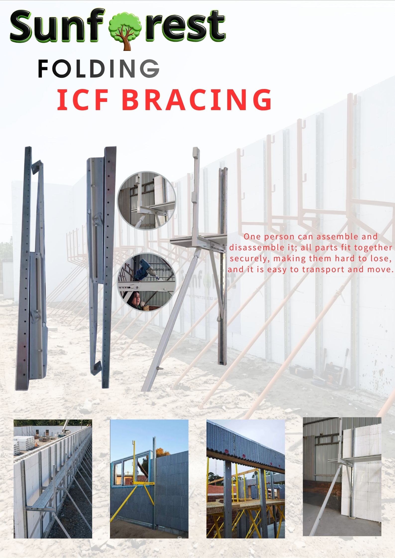 Simple ICF Bracing System | Economical ICF Wall Alignment & Support Solution Simple ICF Bracing System | Economical ICF Wall Alignment & Support Solution
